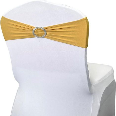 50 Bandes de chaise en spandex, boucle coulissante, élastiques, pour mariage, banquet (1/5)