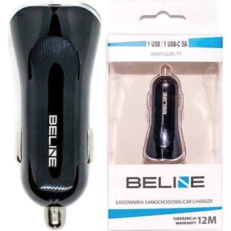 Beline Ład. allein. 1xUSB und 1xUSB-C 5A 30W schwarz/schwarz (nur Kopf) (1/2)