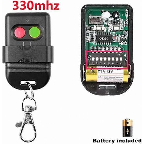 Télécommande à code fixe 2 canaux 330 MHz avec 8 commutateurs DIP pour ouvre-portail et porte de garage - Fonction de copie (1/5)