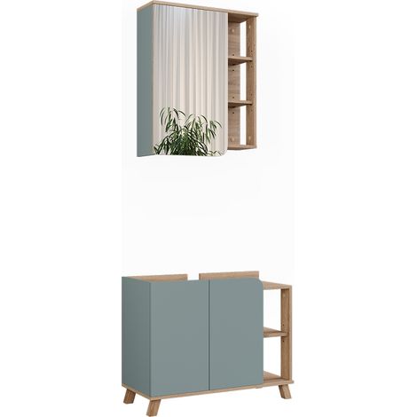 Set di mobili da bagno Karen, Sonoma/blu, 2 parti, Vicco