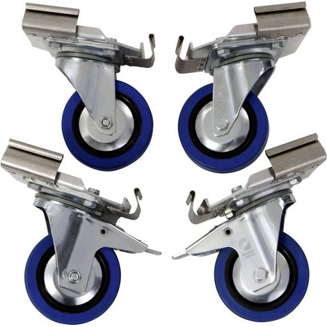 Alutec Kit di ruote piroettanti e freno argento 100 mm
