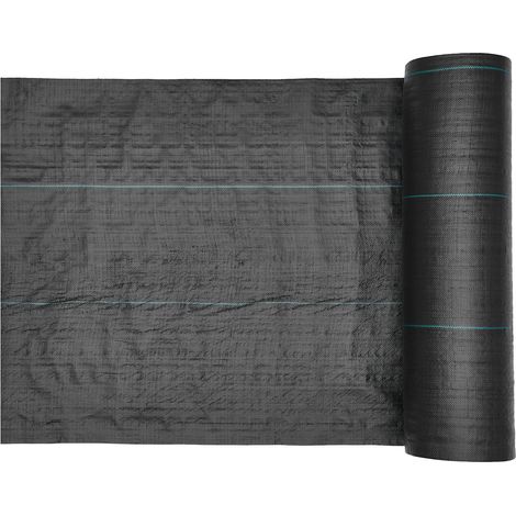 Tissu anti-mauvaises herbes robuste, 1,8x76,2m, géotextile tissé noir pour jardin, contrôle des adventices, couvre-sol perméable. (1/5)