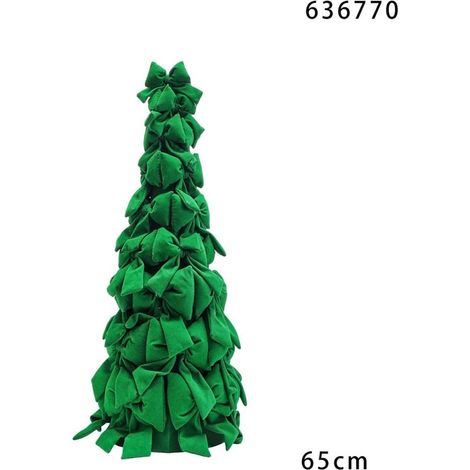 TRADE SHOP - Albero Di Natale Di Fiocchi Decorativo 65cm Ornamento Natalizio Da Appoggio Autoportante - Verde (1/2)