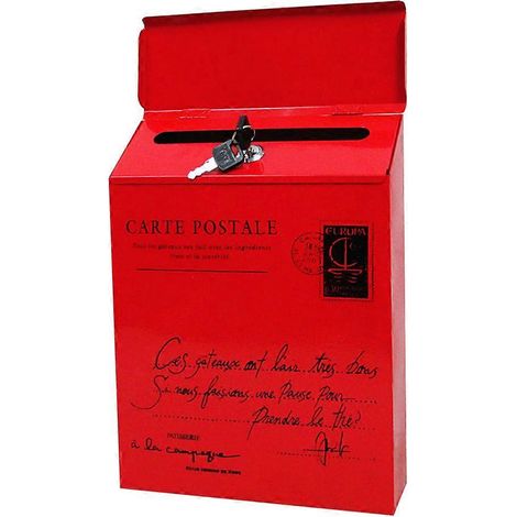 Boîte aux lettres murale rétro en fer forgé style vintage pour la maison ou le bureau - Rouge (1/3)