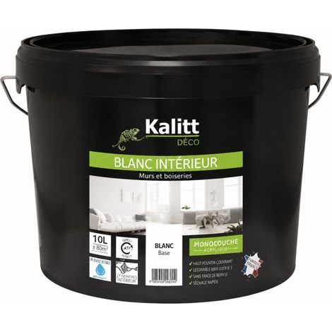 Pittura per pareti/soffitti, monostrato acrilico satinato bianco 10L - KALITT