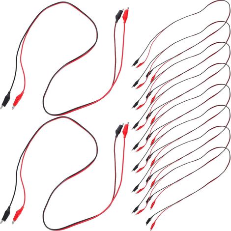 10 Pièces Câbles de Test Électriques Isolés à Double Tête Pinces Crocodiles et Fiches Bananes, 1m, Plastique Flexible, Prise Sécurisée pour Tests de Circuits et Ateliers (1/5)