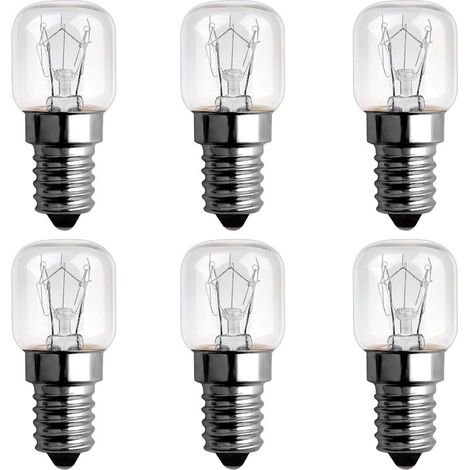 Ampoule Four 300 Degres E14 Dimmable, Ampoule four E14 T22, 120LM Blanc Chaud 2300K, AC 220V-240V, E14 Petit culot à vis Pygmy Lamps Pour Four, Micro-ondes, Lampe à sel, 6 Unité [Classe énergétique G] (1/5)