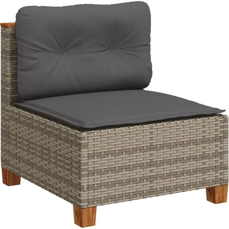 Canapé de jardin,Canapé d'extérieur,Sofa de jardin sans accoudoirs coussins gris résine tressée CFW157234 (1/5)