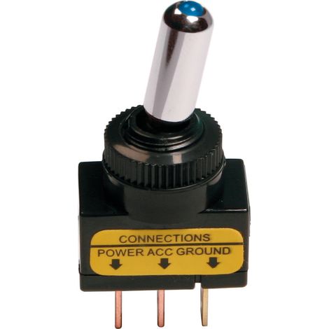 Interruttore a leva tipo Racing, in alluminio con spia a Led -  12/24V - Blu -   20A (1/3)