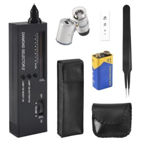 Stylo Testeur de Diamant, DéTecteur Diamant Professionnel avec Grossissement 60X Mini LED, Test pour Novice et Expert (1/5)