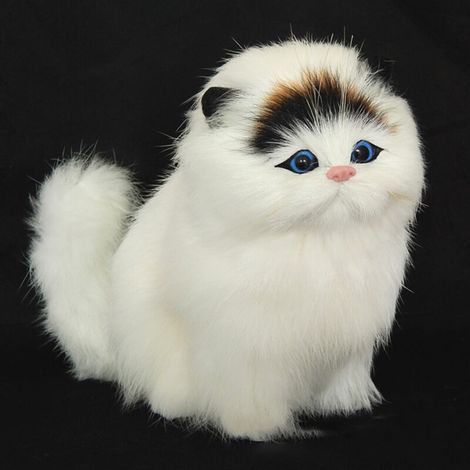 Peluche Chat Électronique Imitation Laine Mouton avec Son Miaulement, Jouet Animal de Compagnie pour Enfants
