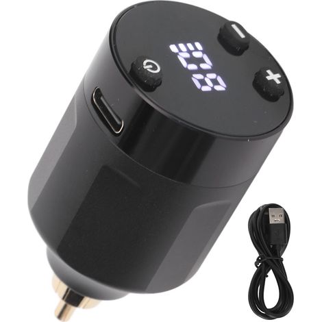 Alimentation sans fil pour machine à tatouage, batterie rechargeable 1200mAh, écran LCD, interface RCA, couleur noire (1/5)