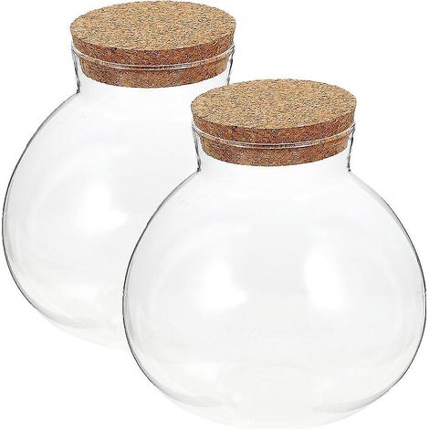 Set aus 2 versiegelten Klarglasflaschen für Terrarien, umweltfreundliche kugelförmige Glasgefäße für Mikrolandschaften.