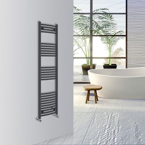 WarmeHaus Curved Bathroom Heated Towel Rail 1600x400mm Anthracite
