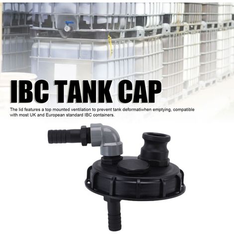 Couvercle IBC DN150 PP avec cap de ventilation et protection anti-fuite pour réservoirs d'eau, piscines, irrigation jardin, 2 tuyaux et cap de sécurité inclus