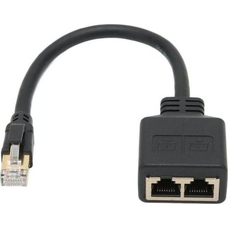 Adaptateur RJ45 Mâle à 2 Femelles - Câble Répartiteur Ethernet CAT8 Plaqué Or - Pour Bureau et Maison - 1 Pièce (1/5)