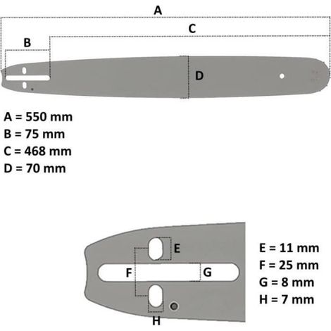 Guide 20 Pouces (50 cm) pour tronçonneuse - - Chaîne incluse - 76 maillons (1/2)