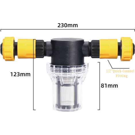 Wasserhahnanschluss für 1000-Liter-Wassertanks mit 3/4"-Filter und 1/2"-Gartenschlauchanschluss für Regenwassernutzungssysteme.