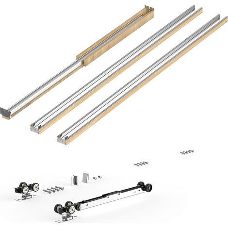 Mophorn Kit de marco para puerta corrediza de madera y acero galvanizado, diseñado para puertas de 610-914 mm de ancho y 2032 mm de alto, con mecanismo de cierre suave bidireccional