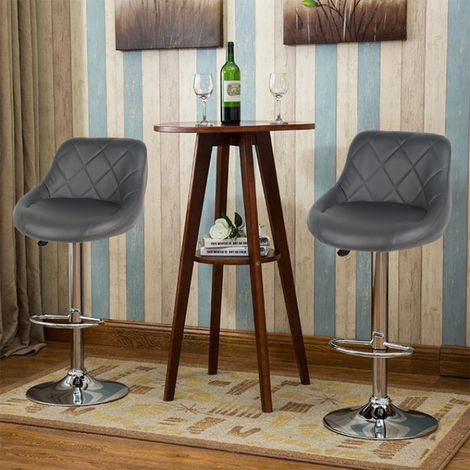 Aqrau Lot de 2 tabouret de bar design contemporain hauteur d'assise réglable 60-82 cm pivotant 360°Gris (1/5)