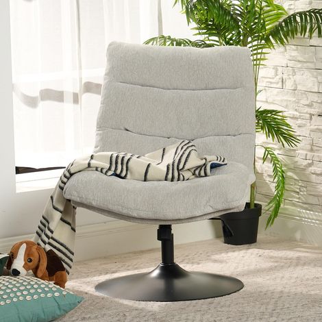 Meuble Cosy Fauteuil de Salon Chaise Pivotant sur 360° Fonction d'inclinaison Hauteur Réglable avec Assise Épais Dossier en Tissu Chenille Gris (1/5)