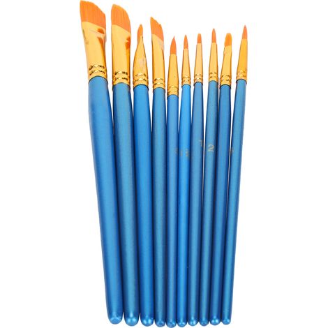Ensemble de pinceaux en nylon pour aquarelle et acrylique, avec manche bleu. (1/5)