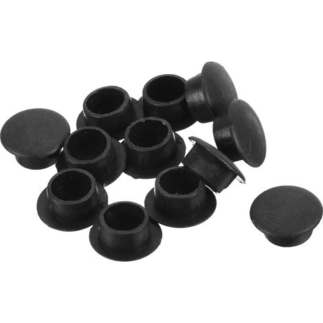 10 mm Hole Plugs Plastic Flush Type Panel Black 12pcs (1/5)