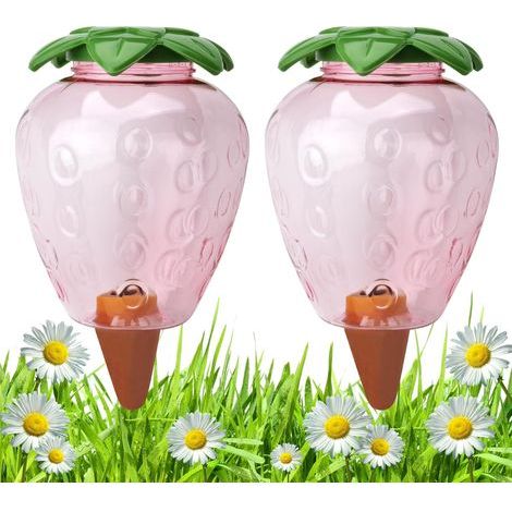 Lot de 2 grandes boules d'irrigation, 500 ml, système d'irrigation pour plantes en pot, réservoir d'eau, distributeur d'eau, décoration de jardin (fraise) (1/5)