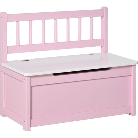 Coffre à jouets/banc de rangement pour enfants avec couvercle à charnières et charnières de sécurité, 60 x 30 x 50 cm, rose (1/5)