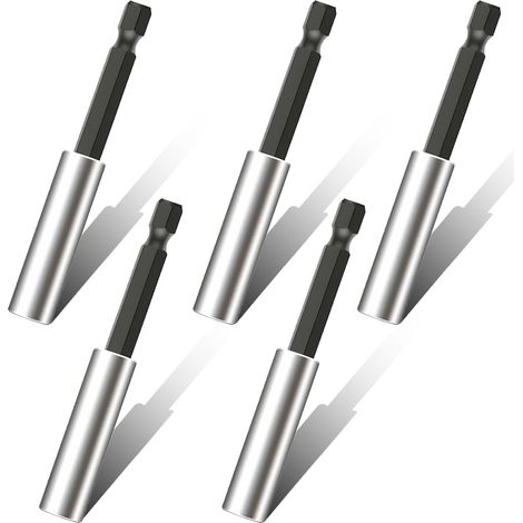 Lot de 5 porte-embouts magnétiques de 60 mm - Porte-embout magnétique à tige hexagonale 1/4" - Fixation de foret (1/5)