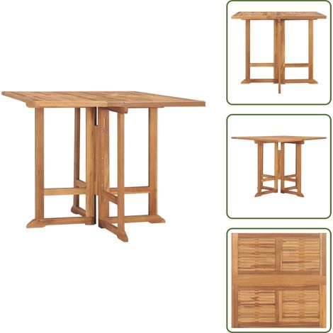 The Living Store Tavolo da Giardino Pieghevole 90x90x75 cm in Massello di Teak - Tavolo pieghevole