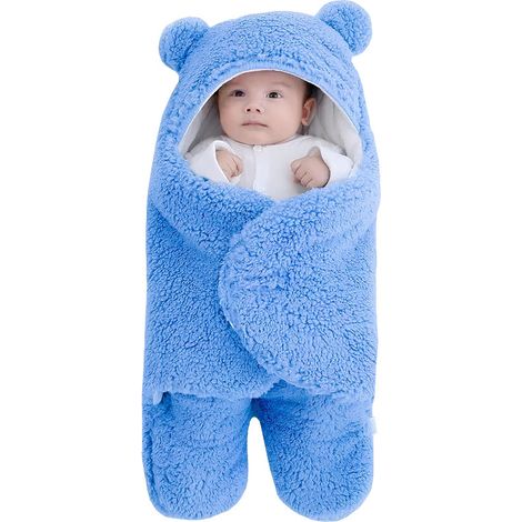 Sac de couchage bébé cocon ours en peluche fourrure L75H