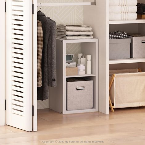 Organisateur de Placard 2 Cubes, étagère Ouverte, Cadre Extra épais pour penderie, Chambre, Salon, Blanc (1/5)