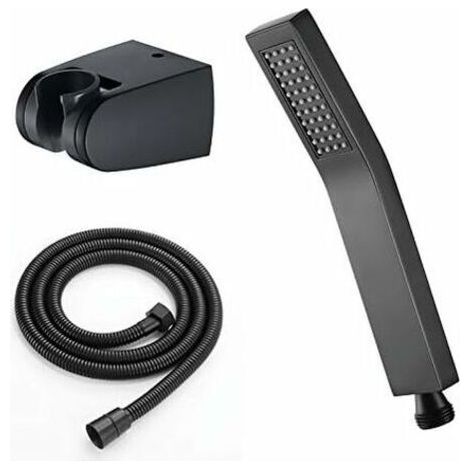 Pommeau de Douche Laiton Douchette à Main avec Flexible Pomme de Douche à Main Fonction Unique Anti Calcaire Tête de Douche avec Sortie d'eau en Silicone,Noir (1/5)
