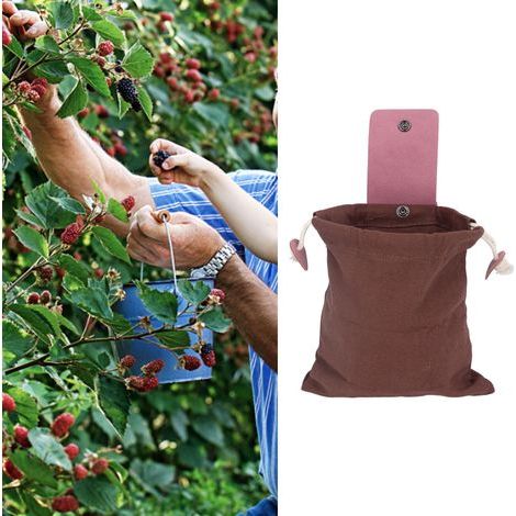 Portable folding canvas picking bag with metal fastener, 2 lb capacity - ideal for walking, hiking and mushroom picking. (1/4)