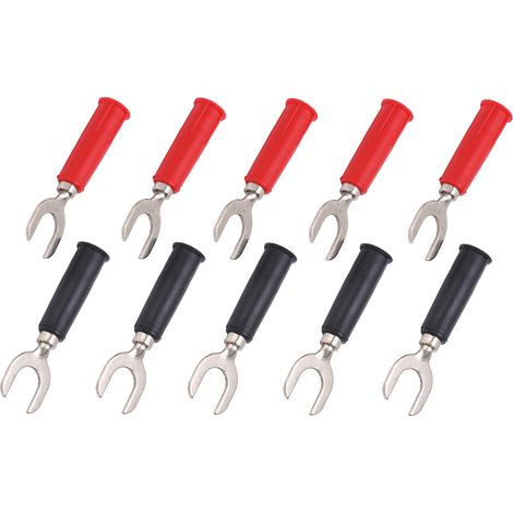 10 Stück Gabel-Flachsteckverbinder, PVC-Messing-Material, 8 mm/0,3 Zoll Y-Typ, 4 mm/0,2 Zoll Loch, U-Typ, Bananenstecker, 30 V AC – 60 V DC (1/5)