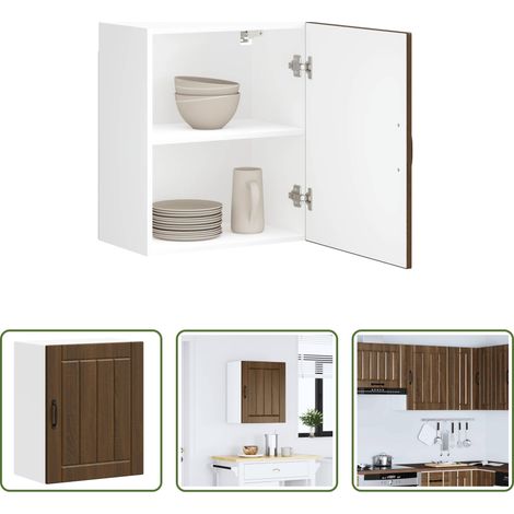 vidaXL Wandregal - Küchen-Hängeschrank Lucca Braun Eichen-Optik Holzwerkstoff (1/5)