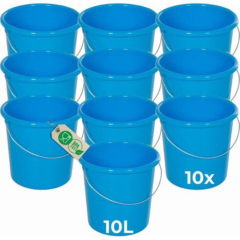 Novaliv 10 pièces seau 10L bleu avec échelle de mesure - seau de nettoyage 10 litres  28,5 cm Pratique et polyvalent avec échelle pour la maison et