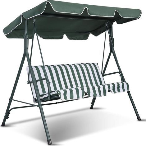 Toit de Rechange pour Balancelle de Jardin Anti-UV 190x120 cm, Toit Balancelle en Tissu Polyester Imperméable avec Largeur de Bord 15cm (Vert) (1/5)