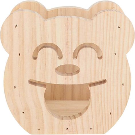 Râtelier à foin en bois original en forme d'ours mignon pour lapins et cochons d'Inde (petit modèle) (1/3)