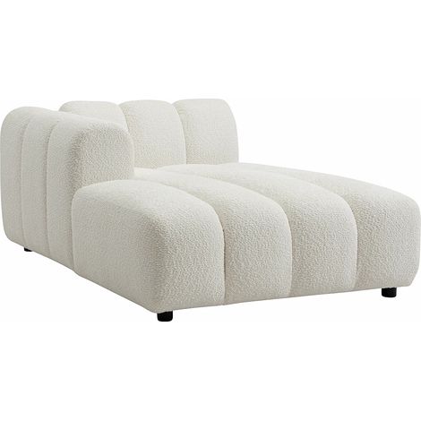 Chaise longue sinistra in tessuto bouclette bianco sporco - JUTINI (1/4)
