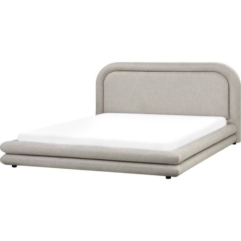 Cama tapizada de tela con cabecero y somier muebles de dormitorio gris pardo 180 x 200 cm Lavardens (1/5)