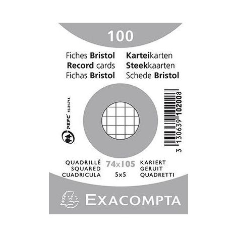 Exacompta Karteikarte 10200SE DIN A7 kariert weiß 100 St./Pack. (1/4)
