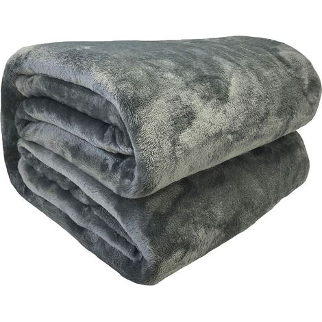Couverture microflanelle 220x240 cm gris (1/3)
