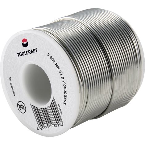 TOOLCRAFT Étain à souder sans plomb bobine Sn99,3Cu0,7 ROL1 500 g 1.5 mm Q871582 (1/3)
