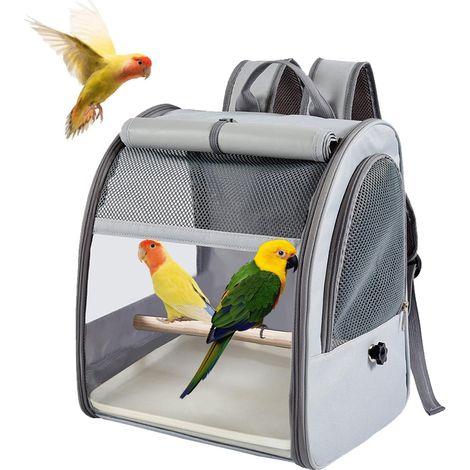 Sac à Dos de Transport Oiseau avec Perchoir sur Pied et Plateau, Sac de Transport de Perroquet d'oiseau Cage d'oiseau de Voyage portative pour Perroquet randonnée, Camping