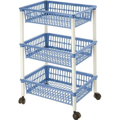 CARRELLO PORTA FRUTTA 3 PIANI PLASTICA RUOTE VARI COLORI PORTAFRUTTA FER 331029 (1/4)