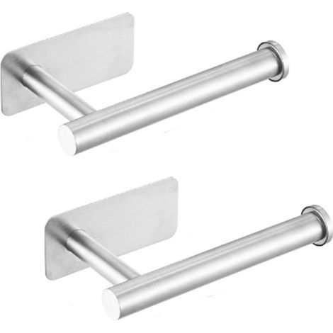 2 Porte-serviettes en papier en acier inoxydable sans poinçonnage, porte-rouleau de papier mural, porte-serviettes de rangement (1/5)