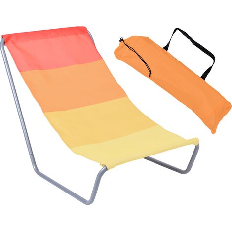 Lettino da spiaggia pieghevole OLEK - strisce arancioni (1/5)