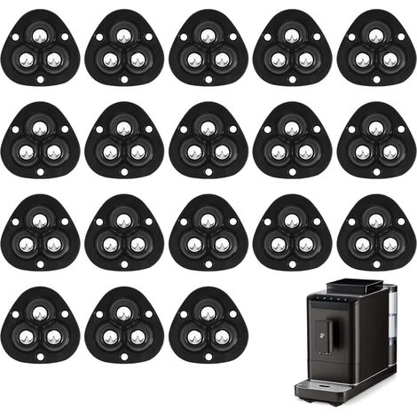 Lot de 18 roulettes à billes plates autocollantes pour meubles, charges lourdes, universelles à 360 °, pour le transport de meubles, ustensiles de cuisine, appareils électriques (noir) (1/5)